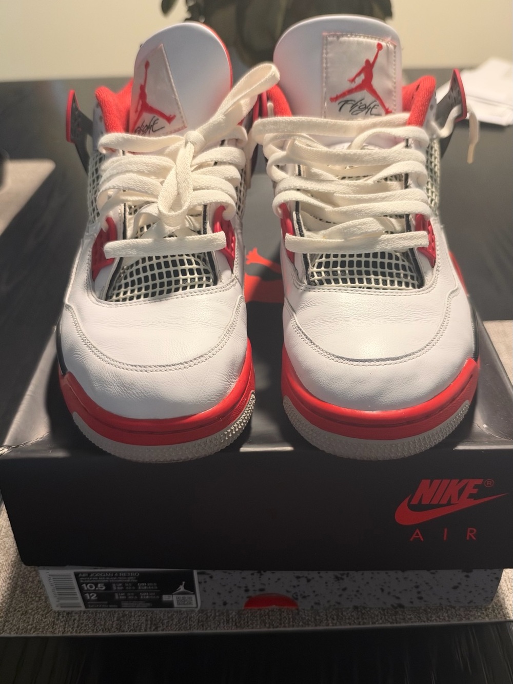 Jordan White and Red Retro Basketball Sneakers